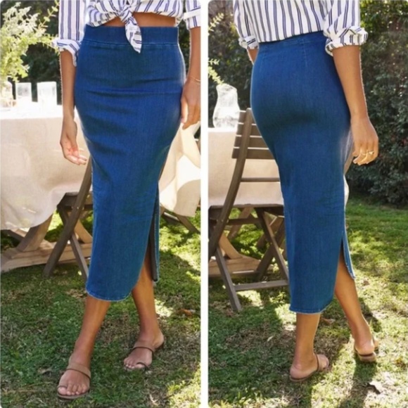 Frank & Eileen Donegal Unforgettable Skirt Blue Denim 0 - Picture 2 of 8